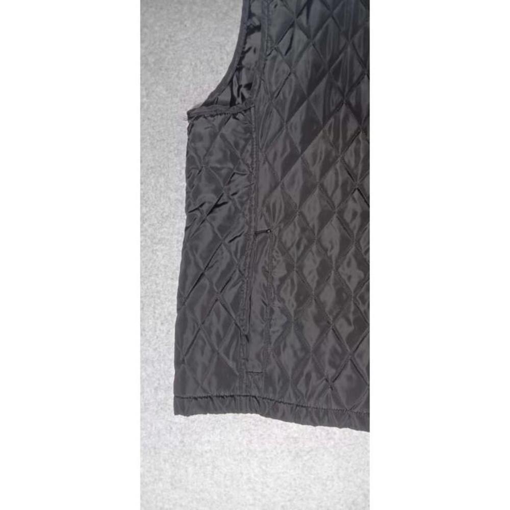 Tahari Quilt Lined Zip Up Vest Womens Size Large Black With Pockets Holiday Cold - Picture 6 of 13